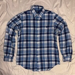 Ralph Lauren Performance Flannel Shirt Mens S White Blue Plaid Pony Classic Fit
